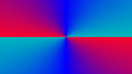 Vibrant quadrants of red, blue, and purple gradients converging at the center