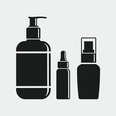 Clean Cosmetic Bottle Vector Set Logo Design.