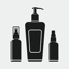 Clean Cosmetic Bottle Vector Set Logo Design.