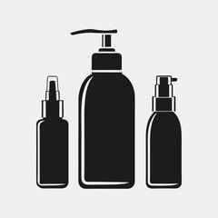 Clean Cosmetic Bottle Vector Set Logo Design.