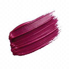 smooth glossy paint or lipstick swatch stroke in red colour isolated on transparent background