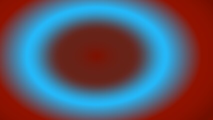 A vibrant cyan ring glows against a dark red gradient background, creating a concentric circle effect