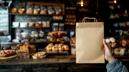 Fresh Bread in a Paper Bag from a Local Bakery Mockup