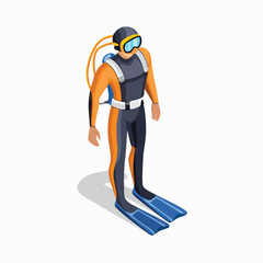 Diver Vector Illustration with Flat Design, Clean Line Art, and Modern Minimalist AestheticArt.
