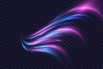 Light trails, motion blur effect. High-speed light effect. Vector illustration. EPS 10.