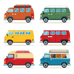Nine classic Delivery Van arranged on a white background.