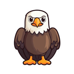 Cartoon Bald Eagle Illustration With Angry Expression Isolated On White Background For Childrens Book Or Educational Material