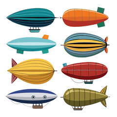 Nine classic Dirigible arranged on a white background.