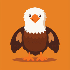 Cartoon Illustration Of A Bald Eagle Character Standing On An Orange Background Vector Design For Kids