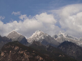 Peak of the Jade Dragon Snow Mountain during golden hour