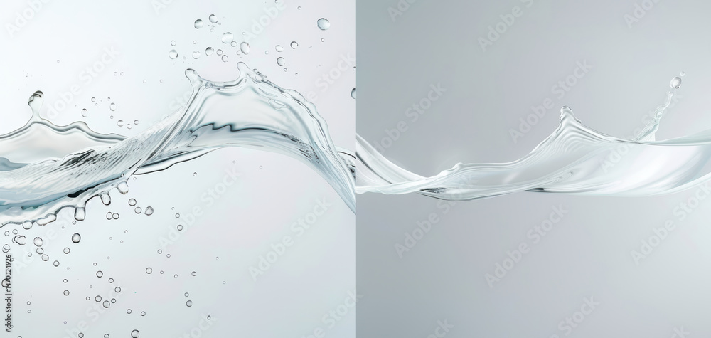 Poster elegant splash of clear water creates mesmerizing visual on light background, showcasing beauty and 