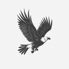 Majestic Eagle Soaring With Powerful Wings Vector Illustration On Clean Background For Design Projects