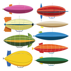 Nine classic Dirigible arranged on a white background.