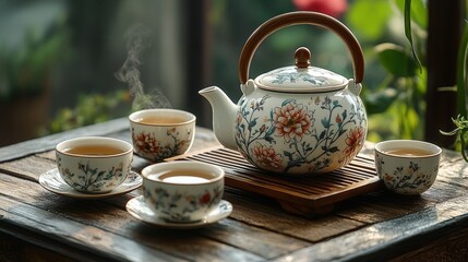 Brewing traditional tea ceremony cozy kitchen beverage warm atmosphere relaxation