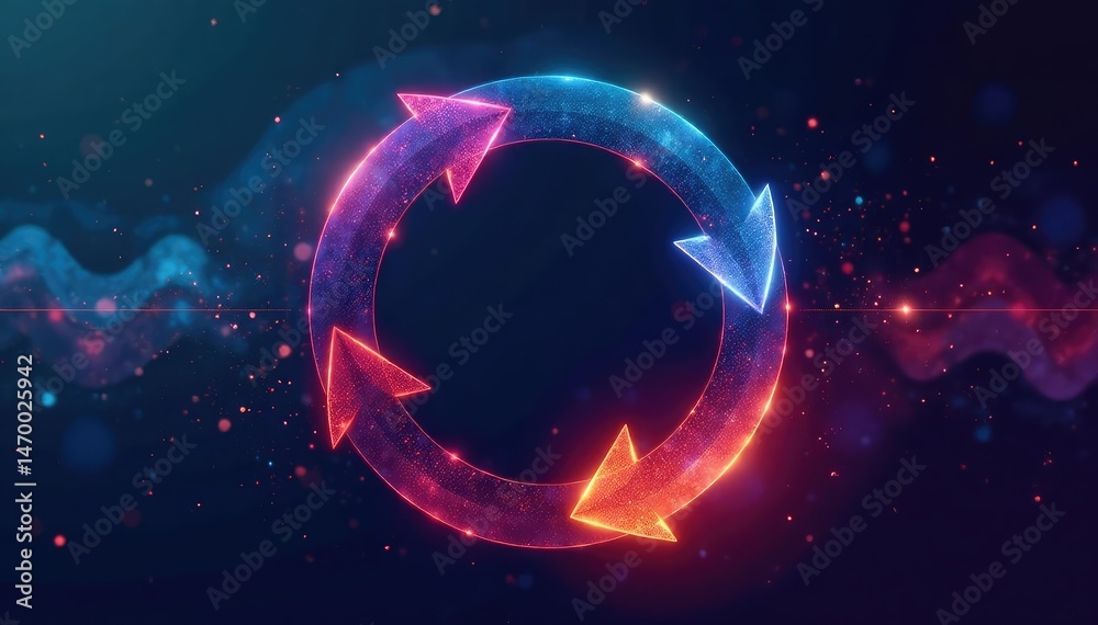 Sticker abstract circular arrow pattern, dynamic motion graphic perfect for technology, cycle, process, and 
