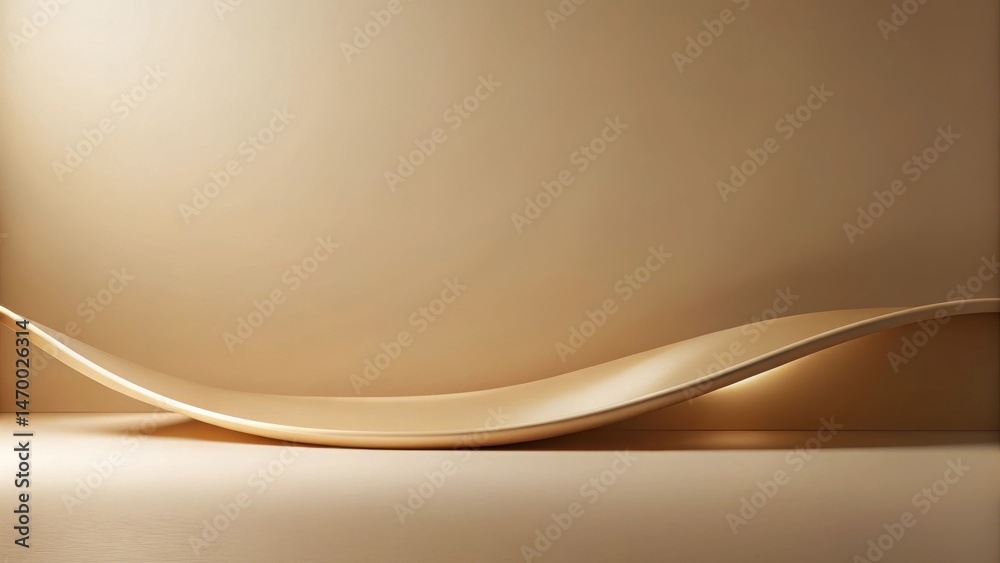 Aufkleber Elegant Golden Curve on Neutral Background A Study in Smooth Textures and Subtle Light