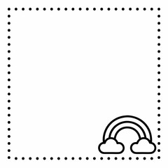 Fototapeta premium Blank Frame with Rainbow Illustration and Dotted Border , Copy Space