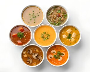 Varieties of Delicious Creamy Soup in Bowls