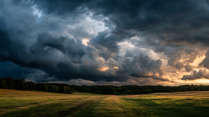 Fototapeta premium Dramatic landscape with a cloudy sky
