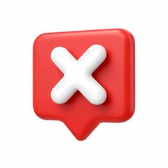 Obraz premium Red Delete Icon: This 3D rendered icon communicates the essence of 'cancel' or 'delete', a digital symbol of negation, designed with a minimalist approach. This visual is perfect for tech, apps.