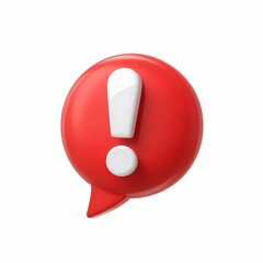 Red 3D Exclamation Mark: A bold red 3D speech bubble with a white exclamation mark, symbolizing attention, importance, and urgency in a captivating 3D design.  