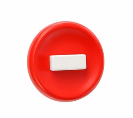 Red Button with White Bar:  A circular red button with a white bar across its center, evoking a sense of prohibition or denial.