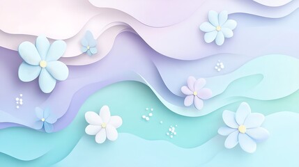 Pastel Floral Wave Background.