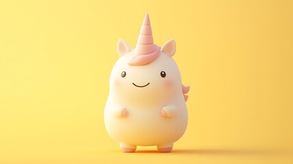 Minimalistic Unicorn Character with Round Features in Clean Illustration for Fantasy Art