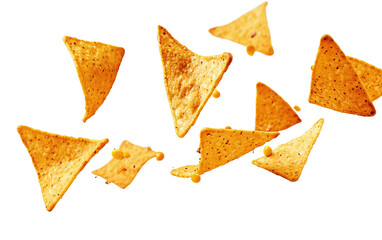 Delicious Mexican nachos chips on white background.png