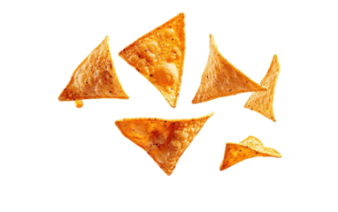 Delicious Mexican nachos chips on white background.png