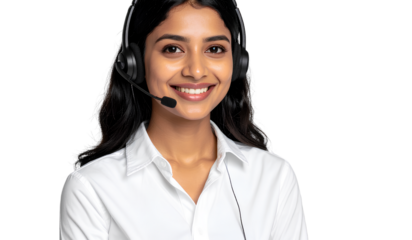 Asian Customer Service Representative in White Shirt and Headset, Transparent Background