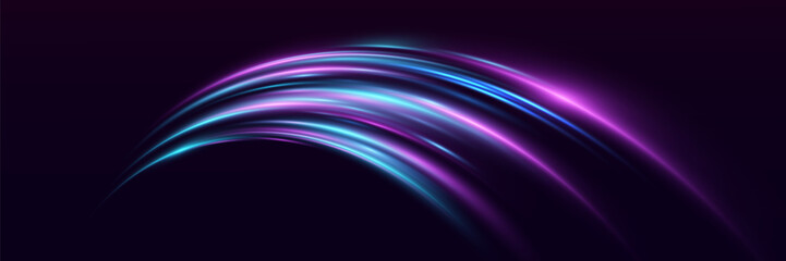 Light trails, motion blur effect. High-speed light effect. Vector illustration. EPS 10.