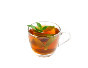 Refreshing Herbal Tea with Mint and Lemon in a Glass Cup