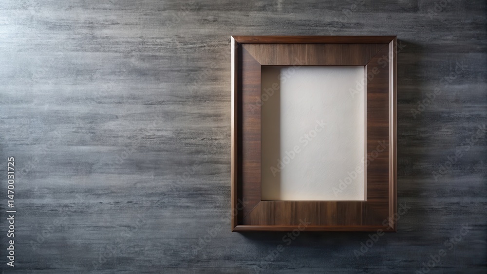 Poster empty wooden frame against a textured gray background, perfect for adding your own design or photogr