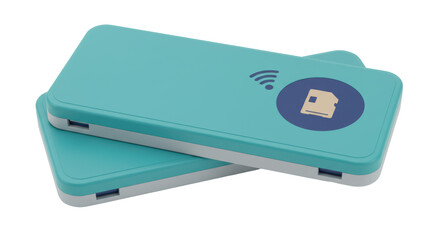 Isolated Portable WiFi Routers on White Background