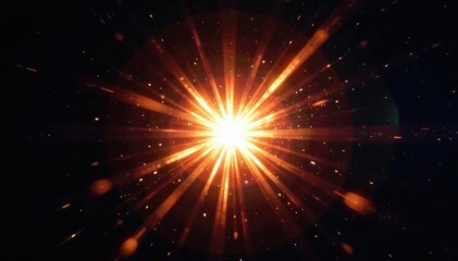 Radiant white starburst explosion, glowing light rays emanating outwards against a black background , light rays effect, bright explosion