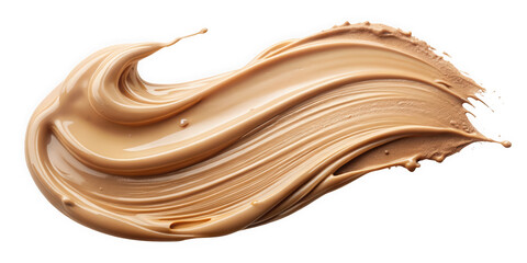 A creamy, taupe-colored cosmetic product swirled elegantly against a black background, showcasing its smooth texture and rich pigmentation.