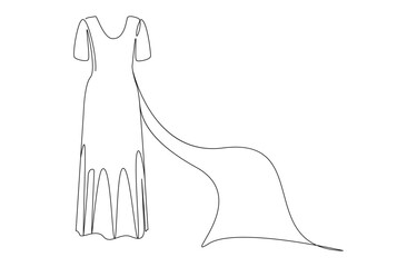 Obraz premium monsoon day concept dress continuous one line drawing