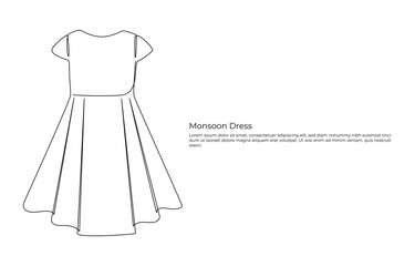 monsoon day concept dress continuous one line drawing
