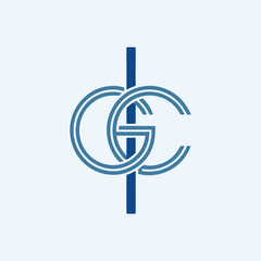 Abstract Blue Interlocking Circles and Line Logo Design