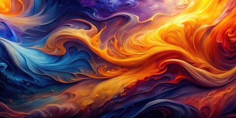 Abstract Swirling Hues of Deep Blue and Fiery Orange, a Dynamic Visual Symphony of Color and Motion