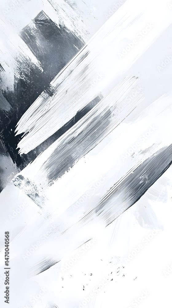 Poster dynamic and abstract painting with bold brushstrokes and a range of tonal values creating a sense of