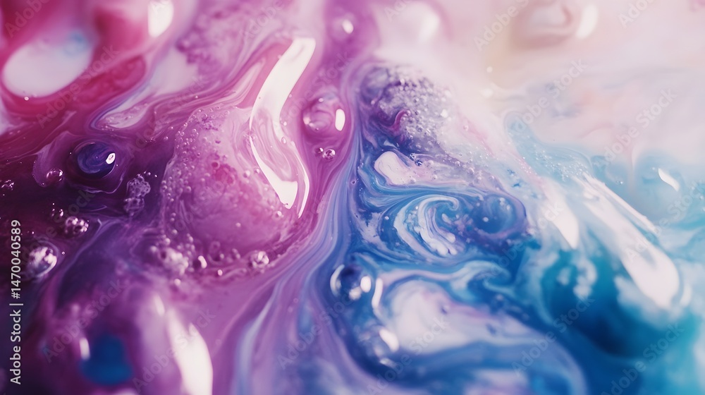 Poster mesmerizing abstract background featuring a dynamic blend of vibrant iridescent colors that flow and