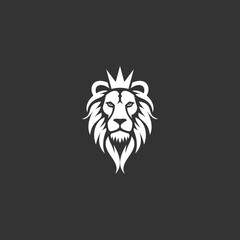 Vector logo of a lion king head wearing a crown suitable for use as an esport logo, brand identity, and also a tattoo