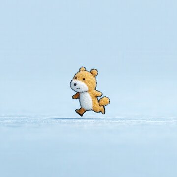 Chibi squirrel ice skating on a frozen lake