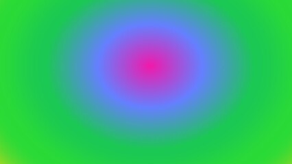 Concentric circles of vibrant pink, blue, and green gradients, creating a luminous effect against a solid green backdrop