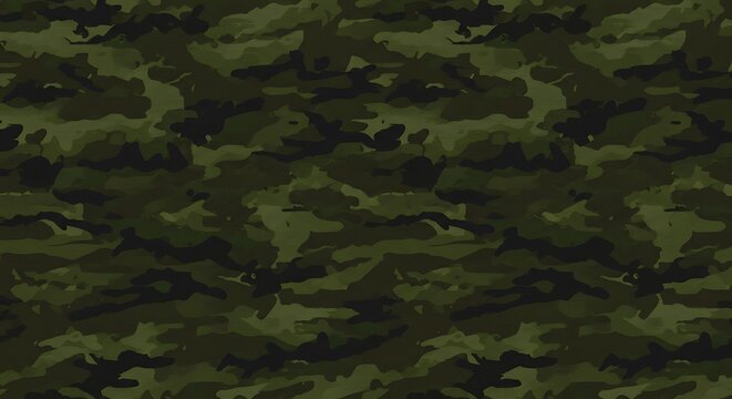 Seamless woodland camouflage pattern in green and dark color background
