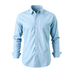 Light Blue Dress Shirt with Long Sleeves and Pocket
