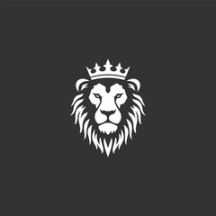 Vector logo of a lion king head wearing a crown suitable for use as an esport logo, brand identity, and also a tattoo