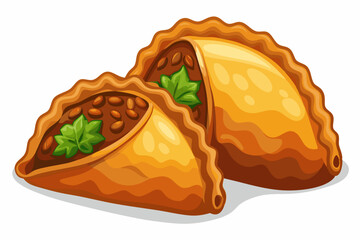Two Delicious Golden Brown Empanadas with Savory Filling
